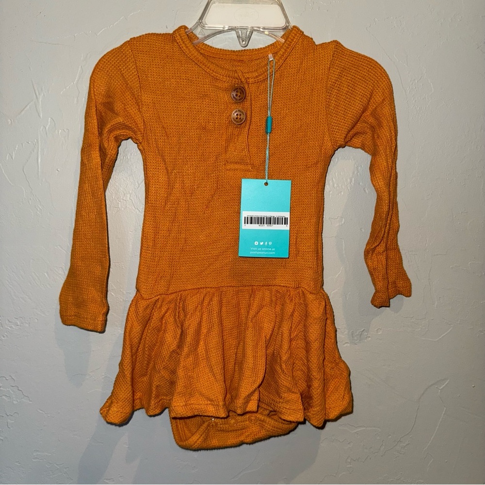 Posh Peanut Pumpkin Waffle Knit 12-18mth Body Suit Twirl, NWT
